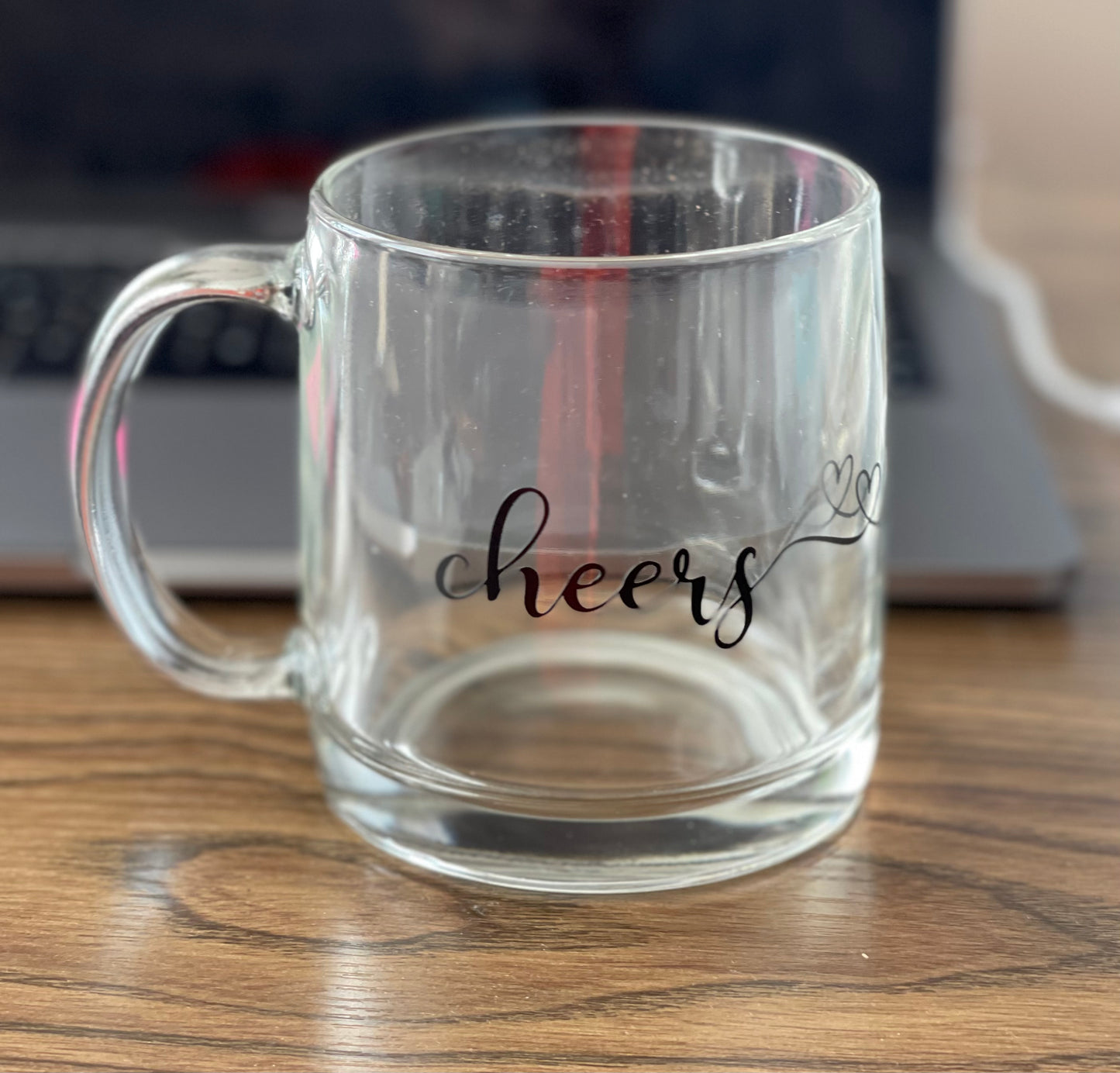 "Cheers" glass mug