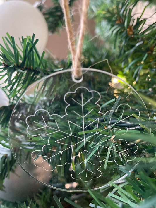 Engraved Acrylic Snowflake ornament or gift tag